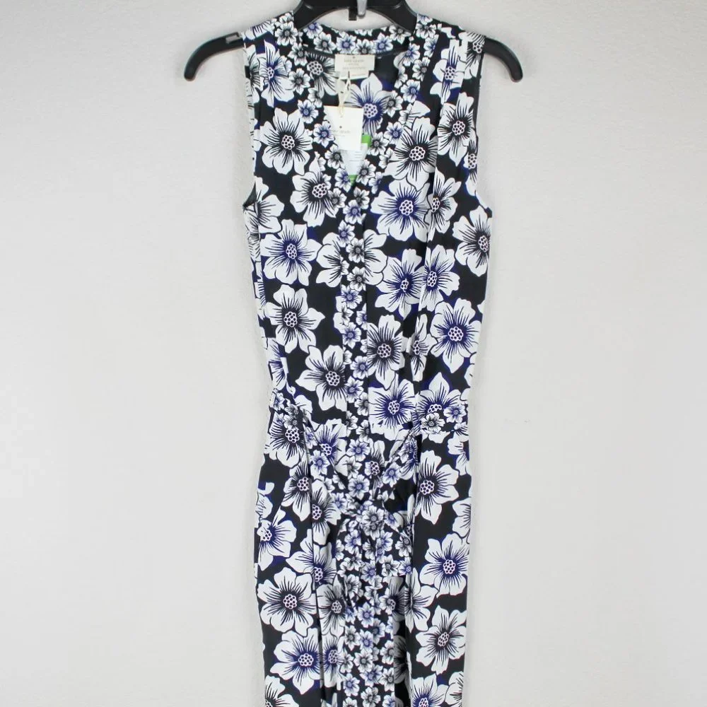 NWT Kate Spade Hollyhock Silk V-neck Lined Jumpsuit, XS
